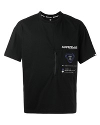 Мужская черная футболка с круглым вырезом с принтом от AAPE BY A BATHING APE