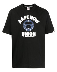 Мужская черная футболка с круглым вырезом с принтом от AAPE BY A BATHING APE