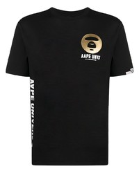 Мужская черная футболка с круглым вырезом с принтом от AAPE BY A BATHING APE