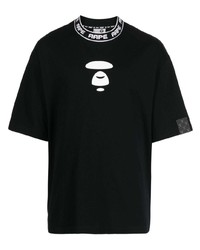 Мужская черная футболка с круглым вырезом с принтом от AAPE BY A BATHING APE