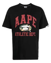 Мужская черная футболка с круглым вырезом с принтом от AAPE BY A BATHING APE