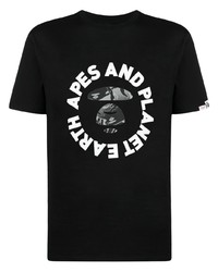 Мужская черная футболка с круглым вырезом с принтом от AAPE BY A BATHING APE