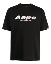 Мужская черная футболка с круглым вырезом с принтом от AAPE BY A BATHING APE