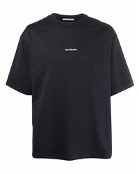 Мужская черная футболка с круглым вырезом с принтом от Acne Studios