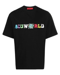 Мужская черная футболка с круглым вырезом с принтом от ACUPUNCTURE 1993