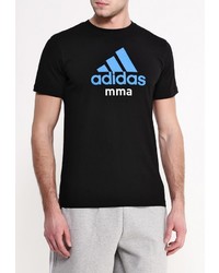 Мужская черная футболка с круглым вырезом с принтом от adidas Combat