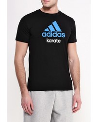 Мужская черная футболка с круглым вырезом с принтом от adidas Combat