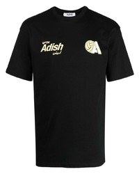 Мужская черная футболка с круглым вырезом с принтом от Adish