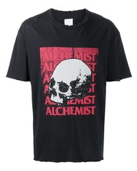 Мужская черная футболка с круглым вырезом с принтом от Alchemist