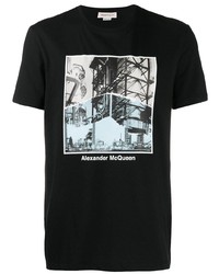Мужская черная футболка с круглым вырезом с принтом от Alexander McQueen
