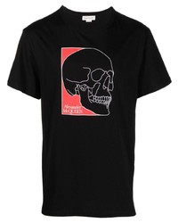 Мужская черная футболка с круглым вырезом с принтом от Alexander McQueen