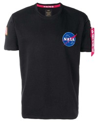 Мужская черная футболка с круглым вырезом с принтом от Alpha Industries