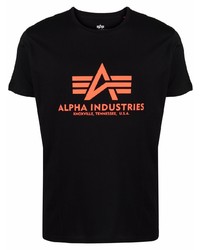 Мужская черная футболка с круглым вырезом с принтом от Alpha Industries