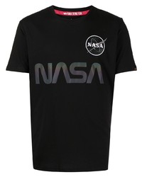 Мужская черная футболка с круглым вырезом с принтом от Alpha Industries