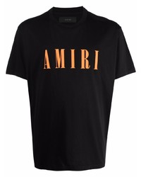 Мужская черная футболка с круглым вырезом с принтом от Amiri