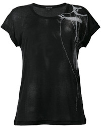 Женская черная футболка с круглым вырезом с принтом от Ann Demeulemeester