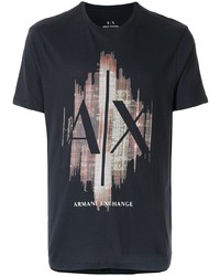 Мужская черная футболка с круглым вырезом с принтом от Armani Exchange