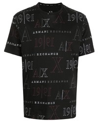 Мужская черная футболка с круглым вырезом с принтом от Armani Exchange