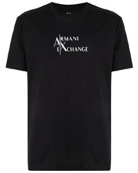 Мужская черная футболка с круглым вырезом с принтом от Armani Exchange