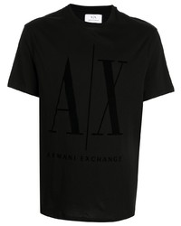 Мужская черная футболка с круглым вырезом с принтом от Armani Exchange