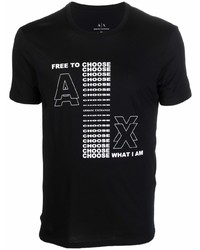 Мужская черная футболка с круглым вырезом с принтом от Armani Exchange