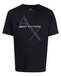 Мужская черная футболка с круглым вырезом с принтом от Armani Exchange