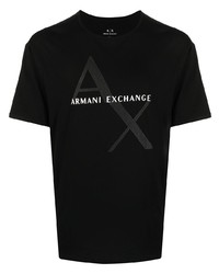 Мужская черная футболка с круглым вырезом с принтом от Armani Exchange