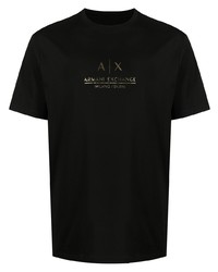 Мужская черная футболка с круглым вырезом с принтом от Armani Exchange