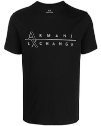 Мужская черная футболка с круглым вырезом с принтом от Armani Exchange