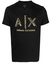 Мужская черная футболка с круглым вырезом с принтом от Armani Exchange