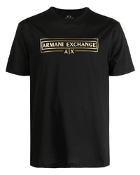 Мужская черная футболка с круглым вырезом с принтом от Armani Exchange