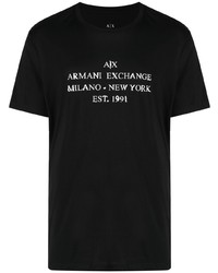 Мужская черная футболка с круглым вырезом с принтом от Armani Exchange