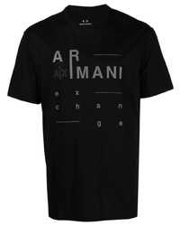 Мужская черная футболка с круглым вырезом с принтом от Armani Exchange