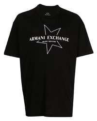 Мужская черная футболка с круглым вырезом с принтом от Armani Exchange