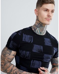 Мужская черная футболка с круглым вырезом с принтом от ASOS DESIGN