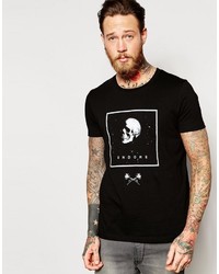 Мужская черная футболка с круглым вырезом с принтом от Asos