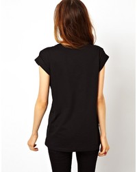 Женская черная футболка с круглым вырезом с принтом от Asos