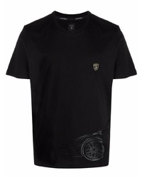 Мужская черная футболка с круглым вырезом с принтом от Automobili Lamborghini