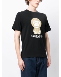 Мужская черная футболка с круглым вырезом с принтом от A Bathing Ape