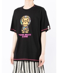 Мужская черная футболка с круглым вырезом с принтом от *BABY MILO® STORE BY *A BATHING APE®