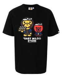 Мужская черная футболка с круглым вырезом с принтом от *BABY MILO® STORE BY *A BATHING APE®