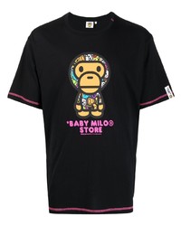 Мужская черная футболка с круглым вырезом с принтом от *BABY MILO® STORE BY *A BATHING APE®