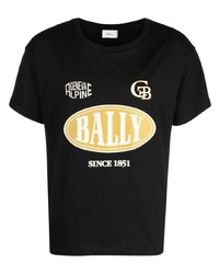 Мужская черная футболка с круглым вырезом с принтом от Bally
