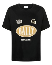 Мужская черная футболка с круглым вырезом с принтом от Bally