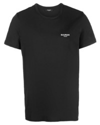 Мужская черная футболка с круглым вырезом с принтом от Balmain