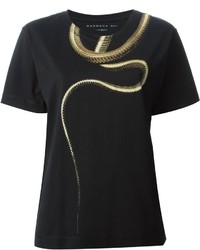Женская черная футболка с круглым вырезом с принтом от Barbara Bui