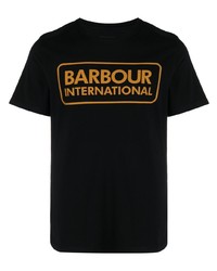 Мужская черная футболка с круглым вырезом с принтом от Barbour