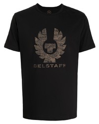 Мужская черная футболка с круглым вырезом с принтом от Belstaff