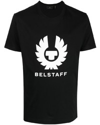 Мужская черная футболка с круглым вырезом с принтом от Belstaff