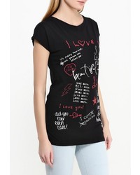 Женская черная футболка с круглым вырезом с принтом от Besh